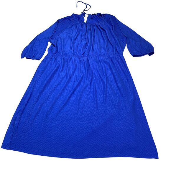 Skies Are Blue Dress Womens 3X Blue Lined Cinched Waist Round Neck Pullover - Picture 1 of 16